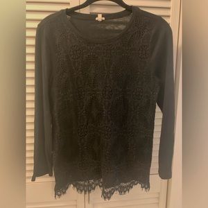 J. Crew Black Crochet Long Sleeve Shirt - M